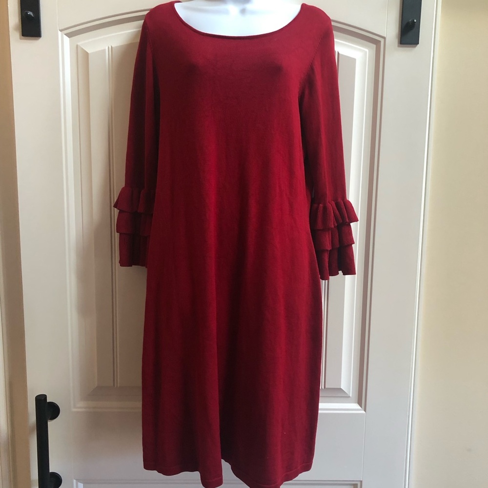 Gabby Skye Knit Sweater Dress Holiday Red  1X